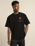 Unisex Bisiklet Yaka Baskılı Oversize T-Shirt