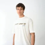 Unisex Bisiklet Yaka Baskılı Oversize T-Shirt - Görsel 3