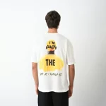 Unisex Bisiklet Yaka Baskılı Oversize T-Shirt - Görsel 4