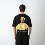 Unisex Bisiklet Yaka Baskılı Oversize T-Shirt - Görsel 4