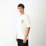 Unisex Bisiklet Yaka Baskılı Oversize T-Shirt