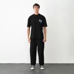 Unisex Bisiklet Yaka Baskılı Oversize T-Shirt