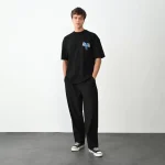 Unisex Bisiklet Yaka Baskılı Oversize T-Shirt - Görsel 4