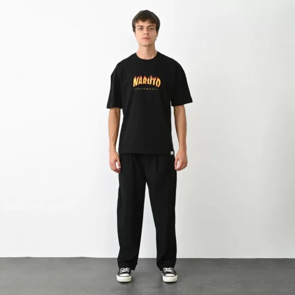 Unisex Bisiklet Yaka Baskılı Oversize T-Shirt