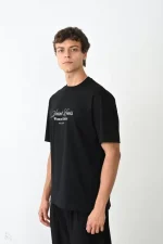 Unisex Bisiklet Yaka Baskılı Oversize T-Shirt - Görsel 3