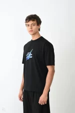 Unisex Bisiklet Yaka Baskılı Oversize T-Shirt - Görsel 3