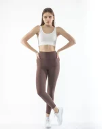 Yüksek Bel Sporcu Düz Tayt - Görsel 4