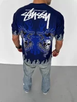 Unisex Bisiklet Yaka Baskılı Oversize T-Shirt - Görsel 4