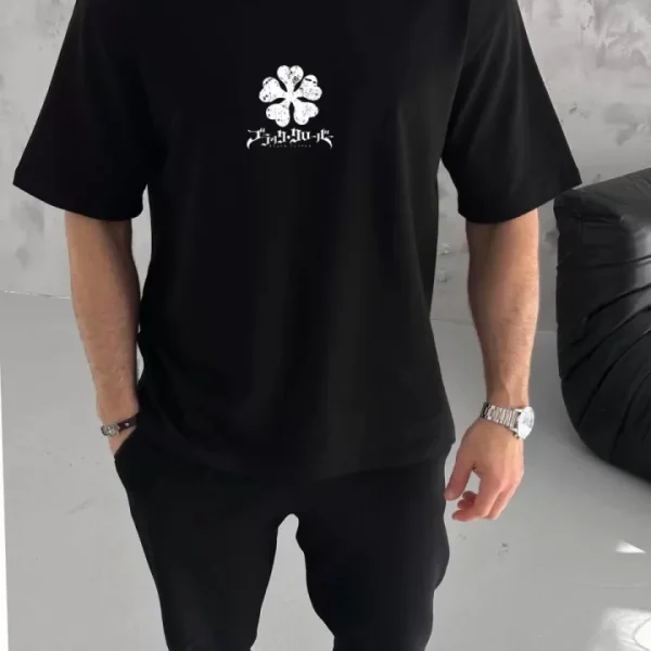 Unisex Bisiklet Yaka Baskılı Oversize T-Shirt