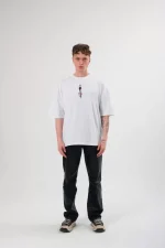 Unisex Bisiklet Yaka Baskılı Oversize T-Shirt