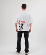 Unisex Bisiklet Yaka Baskılı Oversize T-Shirt - Görsel 2