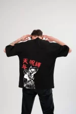 Unisex Bisiklet Yaka Baskılı Oversize T-Shirt - Görsel 2