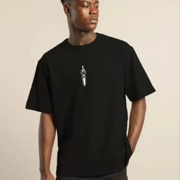 Unisex Bisiklet Yaka Baskılı Oversize T-Shirt