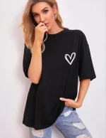 Bisiklet Yaka Baskılı Oversize T-Shirt - Görsel 3