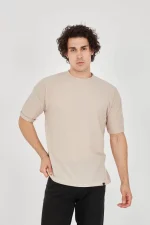Unisex Waffle Kumaş Rahat Kol T-Shirt - Görsel 2