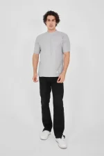 Unisex Waffle Kumaş Rahat Kol T-Shirt - Görsel 3