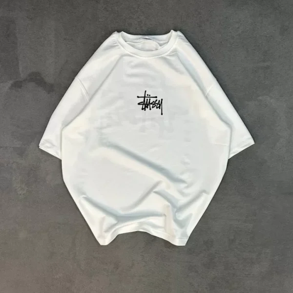 Unisex Bisiklet Yaka Baskılı Oversize T-Shirt