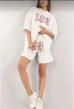 Unisex Nakış İşlemeli Şort Takım - Görsel 3