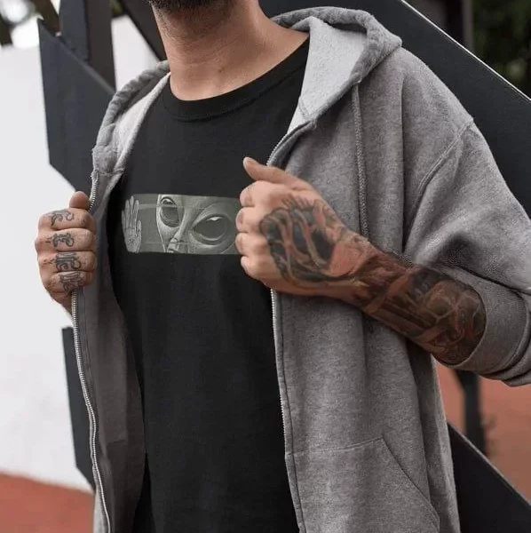 Unisex Bisiklet Yaka Baskılı Oversize T-Shirt