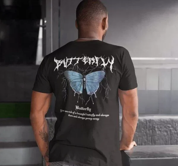 Erkek Bisiklet Yaka Baskılı Oversize T-Shirt
