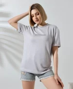 Unisex Bisiklet Yaka Baskılı Slim Fit T-Shirt