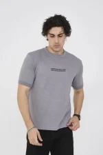 Unisex Bisiklet Yaka Slim Fit T-Shirt- Gri - Görsel 2