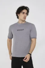 Unisex Bisiklet Yaka Slim Fit T-Shirt- Gri - Görsel 3