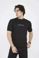 Unisex Bisiklet Yaka Slim Fit T-Shirt- Siyah - Görsel 2