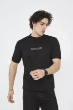 Unisex Bisiklet Yaka Slim Fit T-Shirt- Siyah - Görsel 4