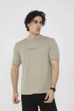 Unisex Bisiklet Yaka Slim Fit T-Shirt- Açık Yeşil - Görsel 4