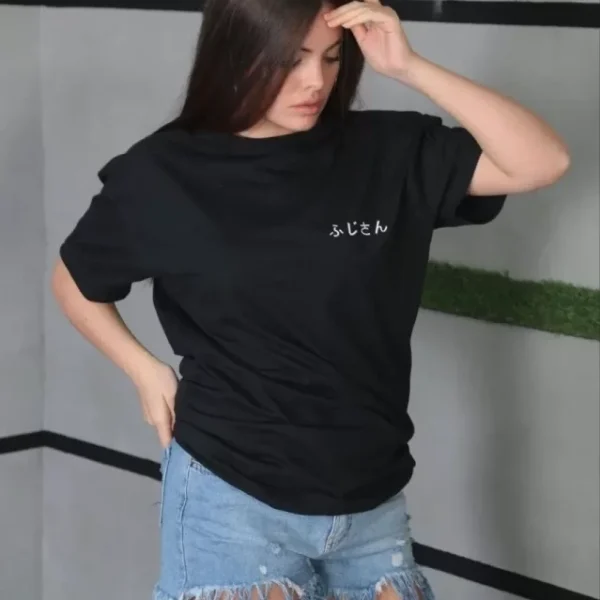 Unisex Bisiklet Yaka Baskılı Oversize T-Shirt
