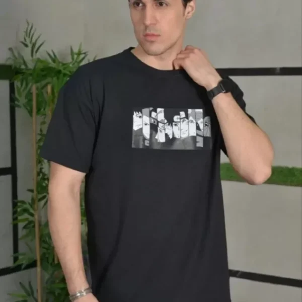 Unisex Bisiklet Yaka Baskılı Oversize T-Shirt