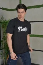 Unisex Bisiklet Yaka Baskılı Oversize T-Shirt - Görsel 2