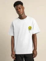 Unisex Bisiklet Yaka Baskılı Oversize T-Shirt