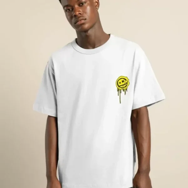 Unisex Bisiklet Yaka Baskılı Oversize T-Shirt