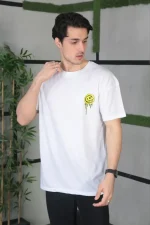 Unisex Bisiklet Yaka Baskılı Oversize T-Shirt - Görsel 2