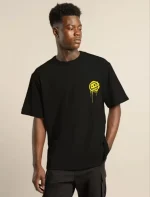Unisex Bisiklet Yaka Baskılı Oversize T-Shirt
