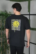 Unisex Bisiklet Yaka Baskılı Oversize T-Shirt - Görsel 3