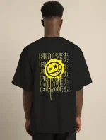 Unisex Bisiklet Yaka Baskılı Oversize T-Shirt - Görsel 4