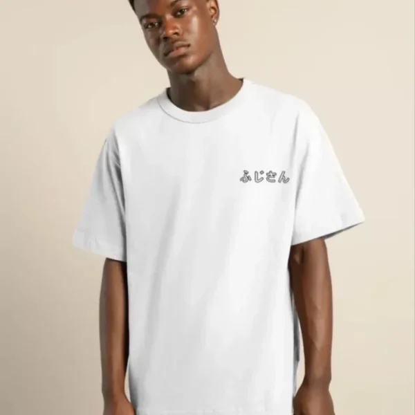 Unisex Bisiklet Yaka Baskılı Oversize T-Shirt