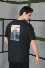 Unisex Bisiklet Yaka Baskılı Oversize T-Shirt - Görsel 3