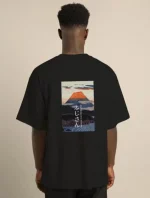 Unisex Bisiklet Yaka Baskılı Oversize T-Shirt - Görsel 4