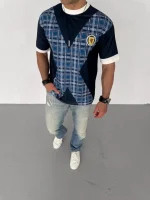 Unisex Bisiklet Yaka Baskılı Oversize T-Shirt
