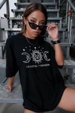 Unisex Baskılı Oversize T-Shirt - Görsel 3