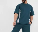 Unisex Oversize Yanları Şeritli T-Shirt - Görsel 2