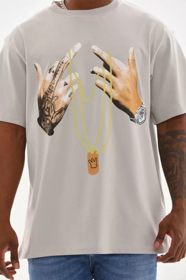 33ece192e9ee26d1d12d5cdb6bda57a8_86404-0.jpg Unisex Baskılı Oversize T-Shirt - Görsel 1