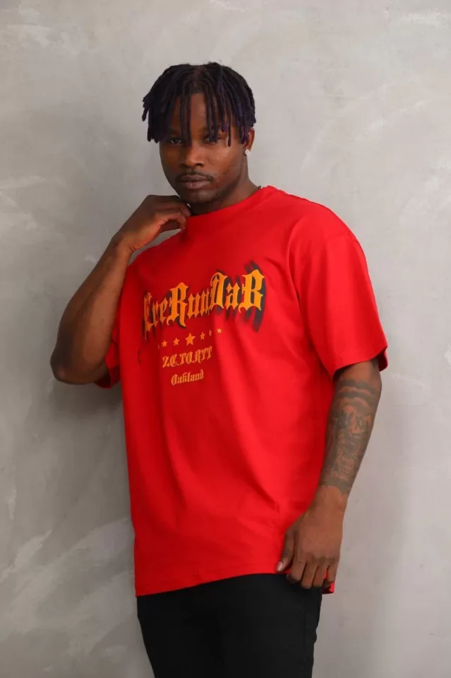 33ece192e9ee26d1d12d5cdb6bda57a8_86512-0.jpg Unisex Baskılı Oversize T-Shirt - Görsel 1