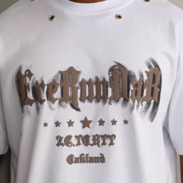 Unisex Kuşgözü Detaylı Baskılı Oversize T-Shirt