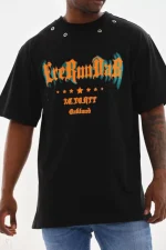 Unisex Kuşgözü Detaylı Baskılı Oversize T-Shirt