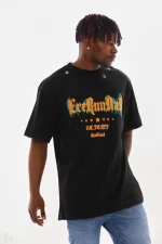 Unisex Kuşgözü Detaylı Baskılı Oversize T-Shirt - Görsel 4